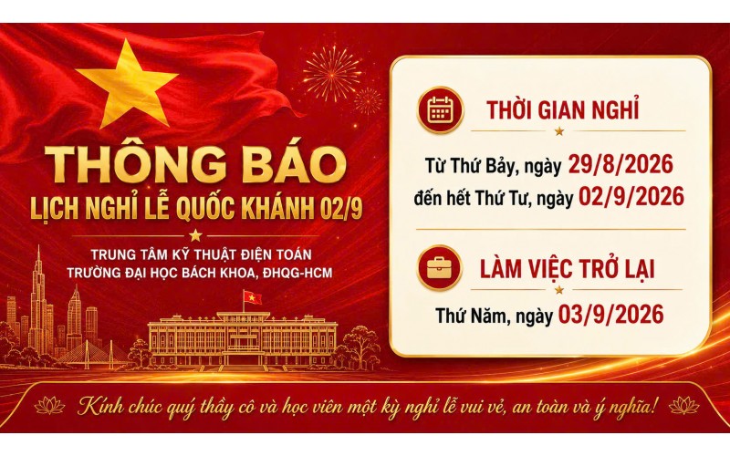 THÔNG BÁO LỊCH NGHỈ LỄ QUỐC KHÁNH 02/09/2026